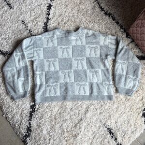 Cute Cozy Sweater with Checkered Bows